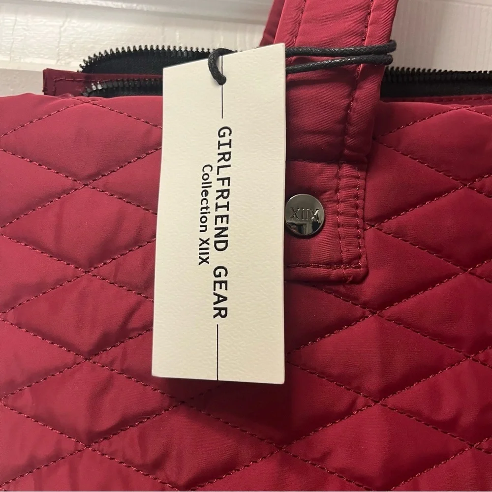Girlfriend Gear XIIX   Quilted Red Burgundy Tote Shoulder Bag New Zipper